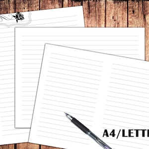 Páginas de diario imprimibles con líneas horizontales/verticales, papel A4 tamaño carta PDF