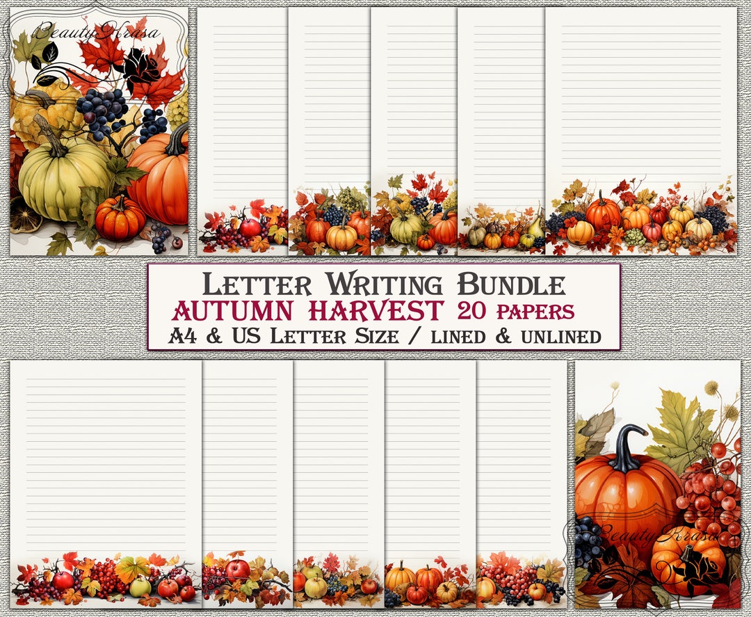 Letter Bundle Writing Stationery Set,printable Stationary Autumn ...