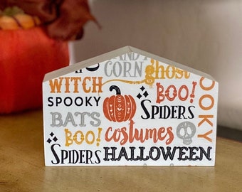 Distressed Halloween Wood House, Tiered Tray Decor, Shelf Sitter