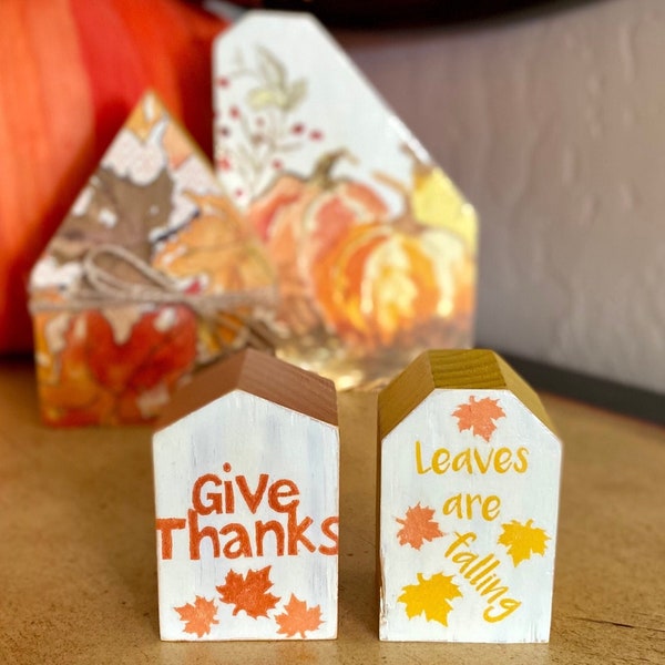 Fall/Thanksgiving Tiny Wood House, Fall/Thanksgiving Tiered Tray Decor, Fall/Thanksgiving Wood Signs, Fall/Thanksgiving Shelf Sitter