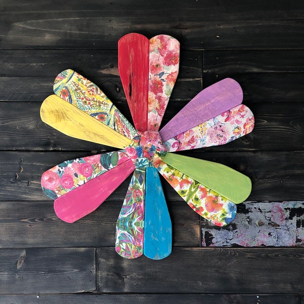 Bunte Wildflower Holz Blume, Indoor/Outdoor Holz Blume Wandkunst, Outdoor-Holz-Wand-Dekor, Garten Dekor, Frühling/Sommer Dekor, zurückgefordert