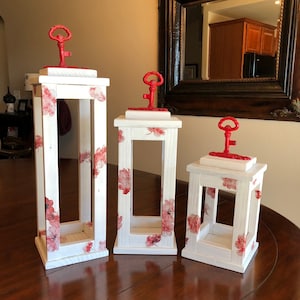 Decorative Wood Lanterns (Set of 3), Table Decor, Wood Lantern Centerpiece, Reclaimed Wood Lantern, Candle Holders, Wood Decor, Shabby Chic