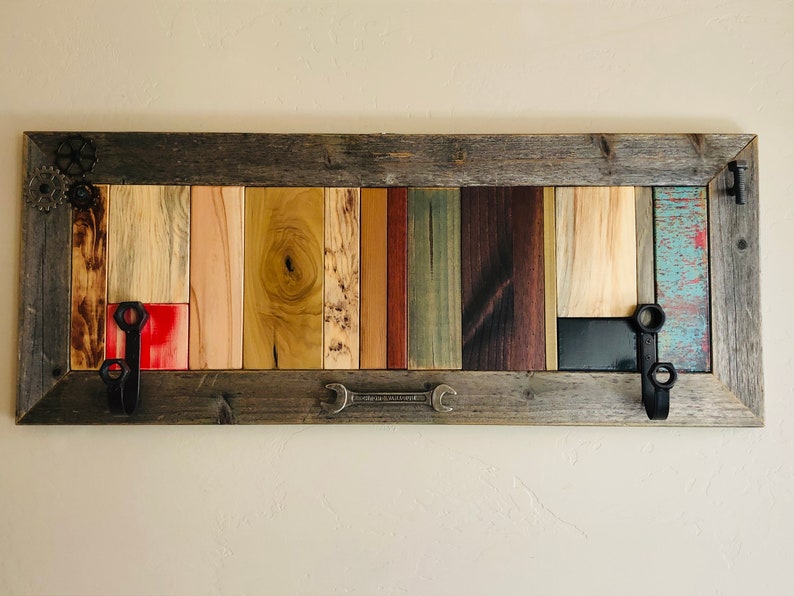 Reclaimed Wood Art Coat Rack Wall Mount Coat Rack Rustic Etsy