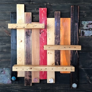 Reclaimed Wood Wall Shelf with Knobs, Rustic Coat Rack