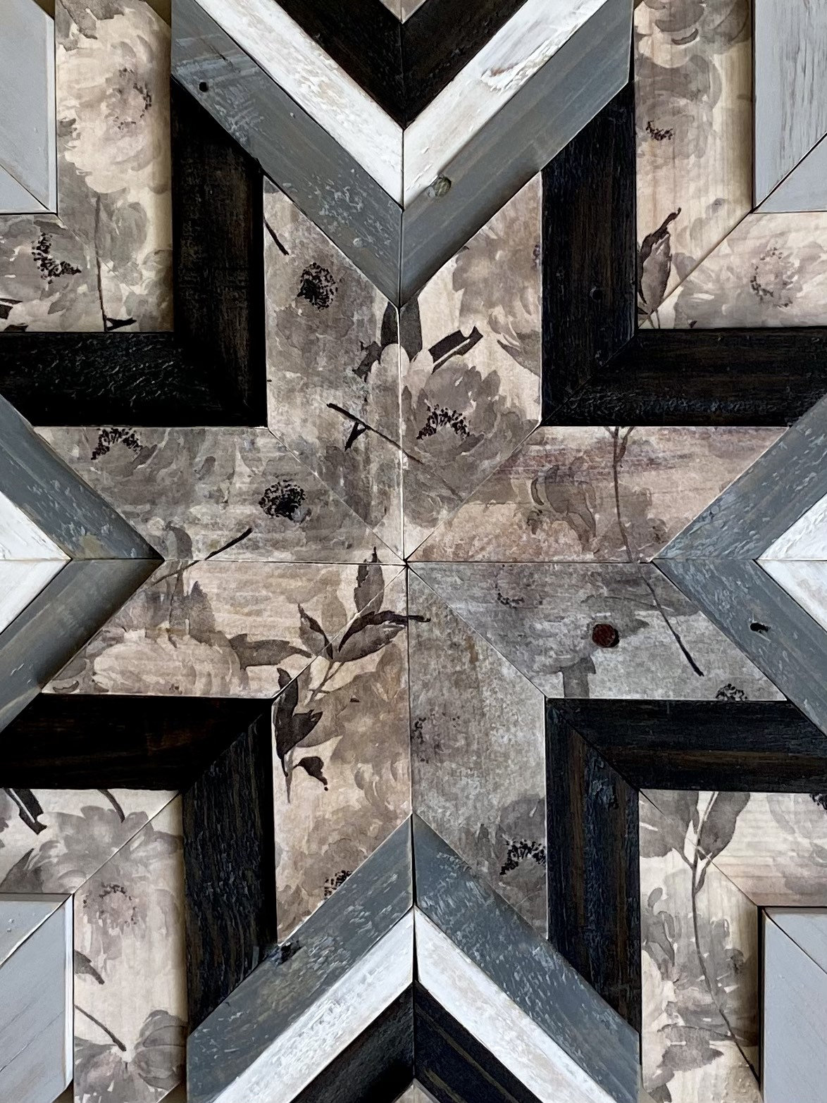 Reclaimed Geometric Wood Wall Art, Wood Sunburst Wall Decor, Floating ...