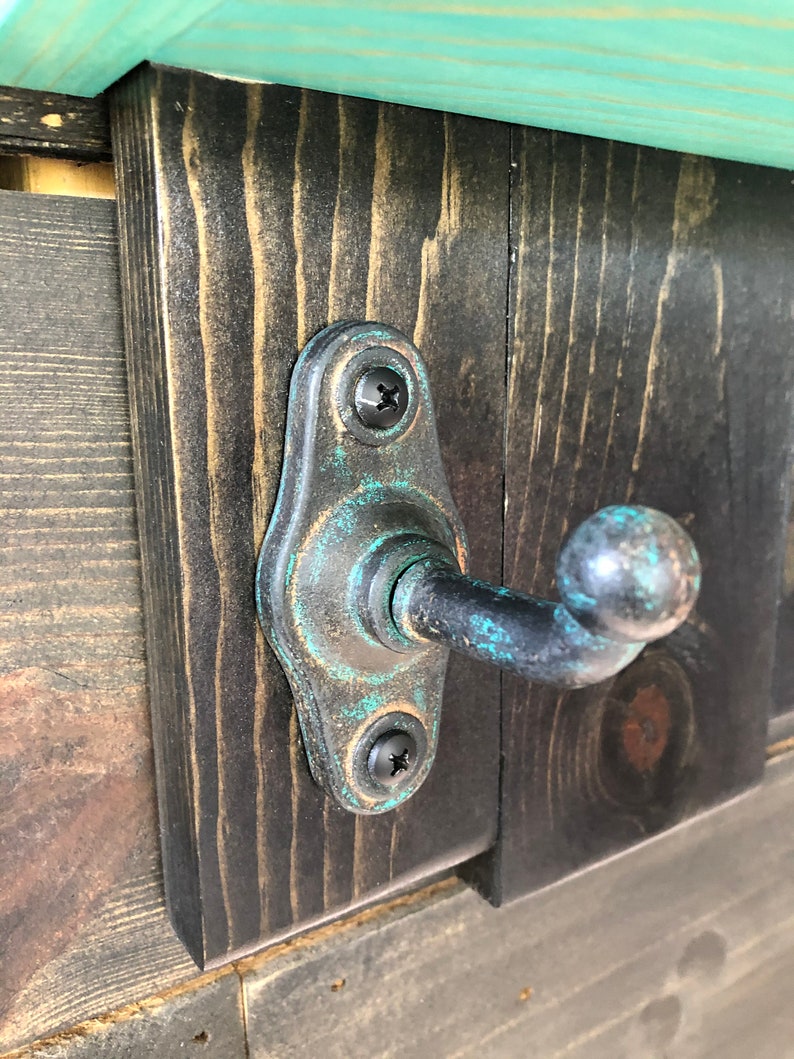 Blk/Teal Wood Wall Mounted Coat Rack w/shelf Hat Rack Etsy