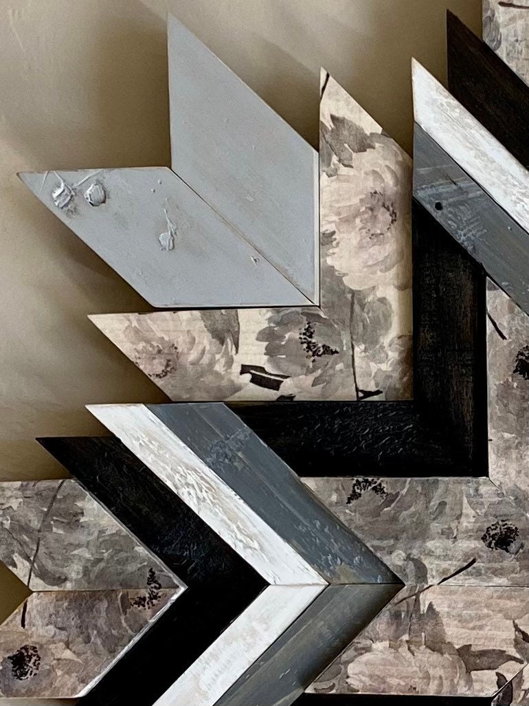 Picture of Reclaimed Geometric Wood Wall Art Wood Sunburst Wall Decor - Etsy