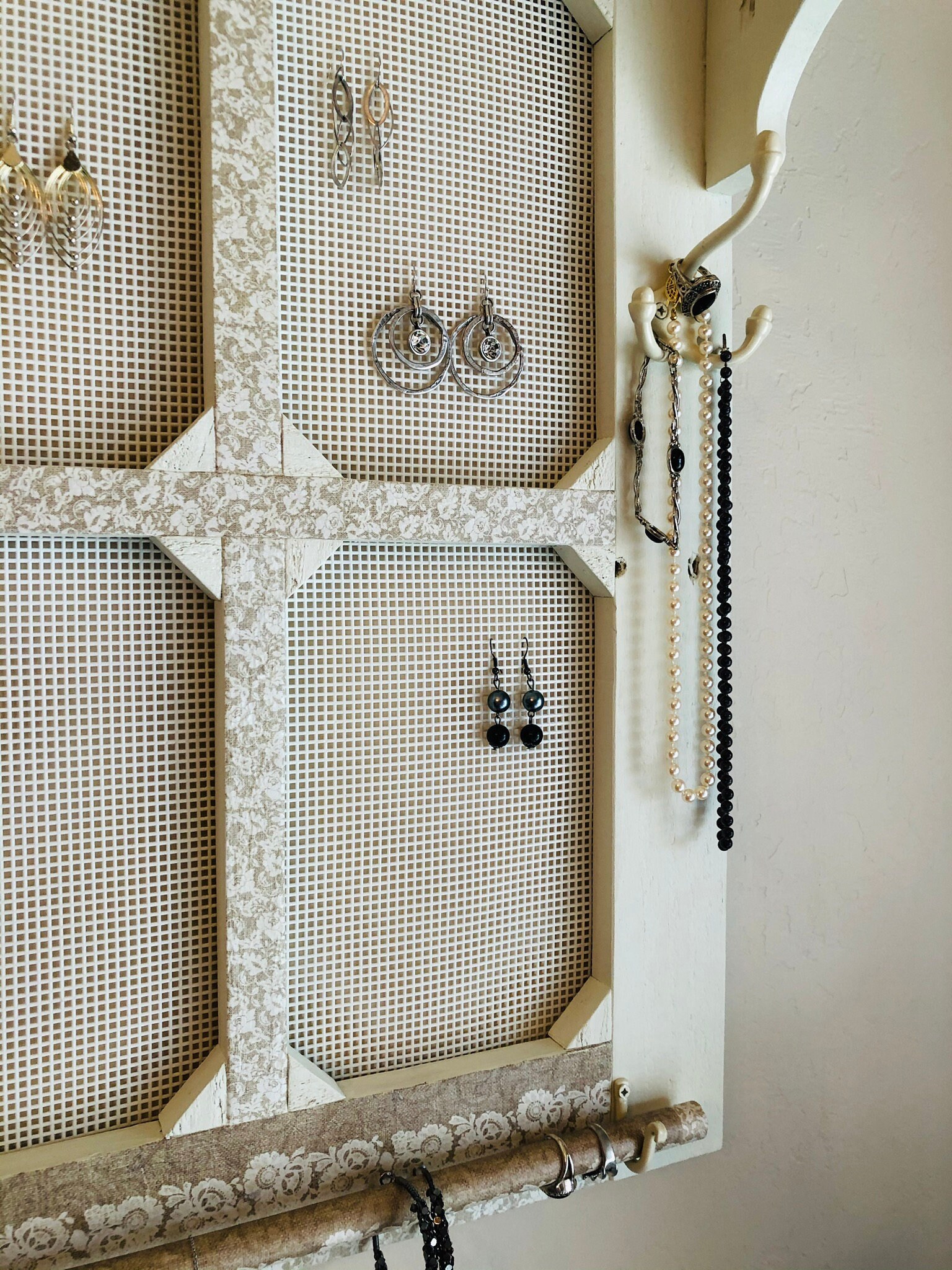 24 X 24 Wall Mount Jewelry Organizer, Jewelry Holder, Wood Jewelry