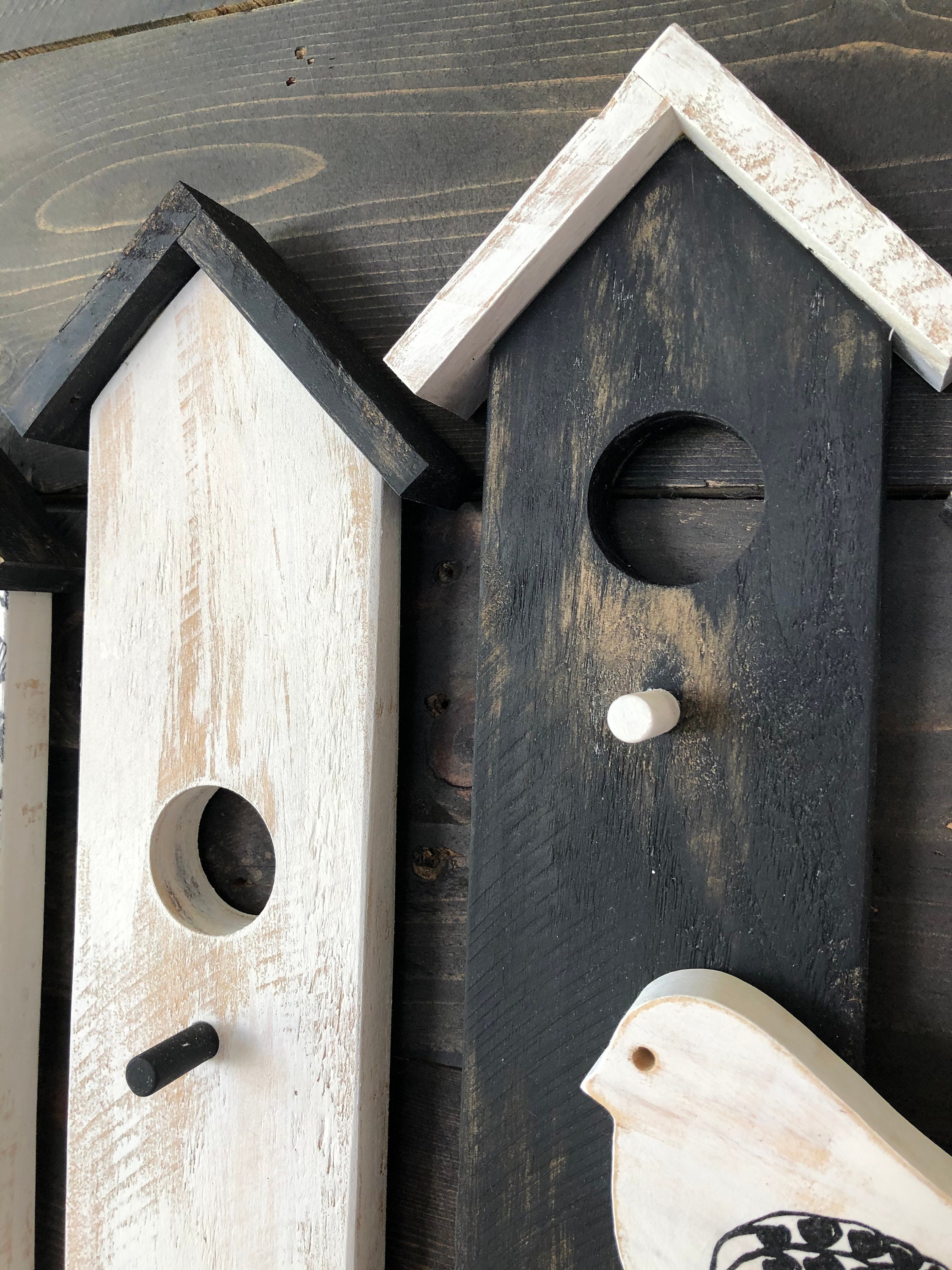 Black and White Bird House Wall Decor with Shelf Pallet Wood Etsy