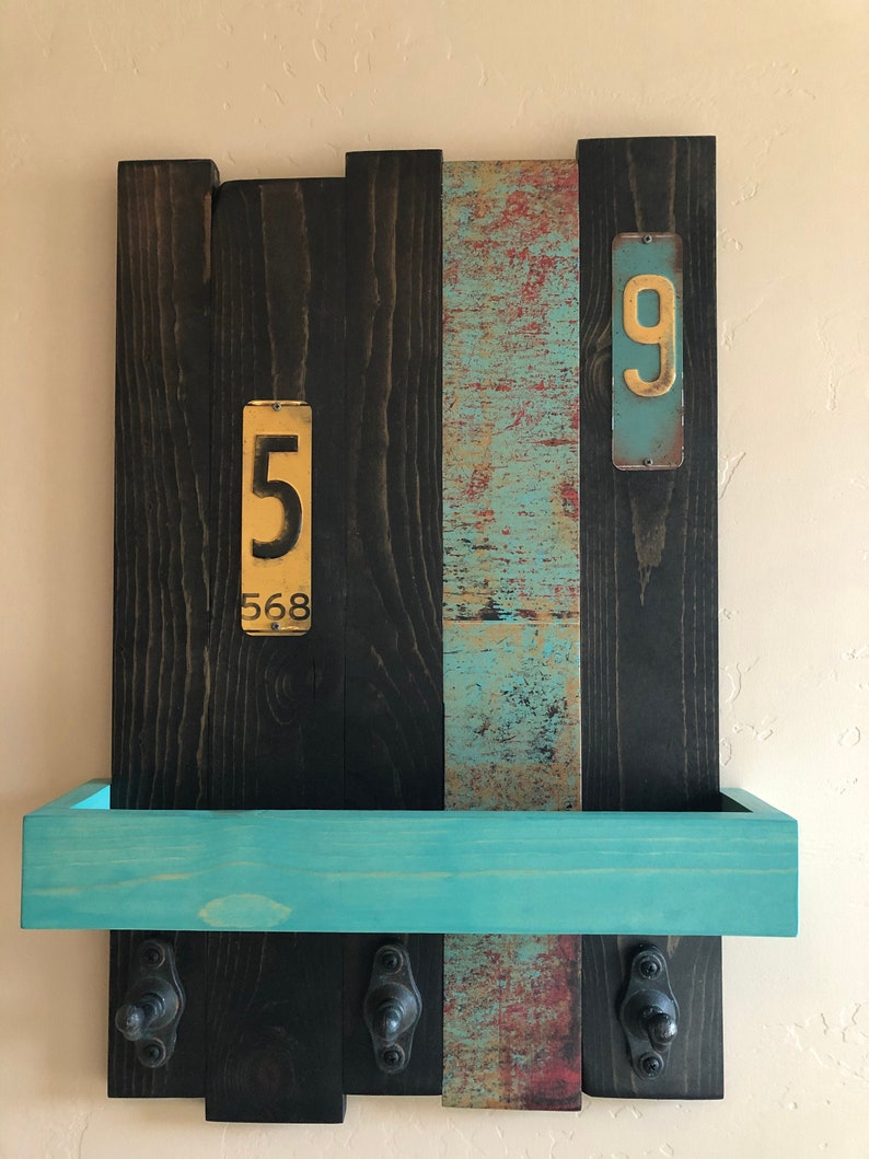 Blk/Teal Wood Wall Mounted Coat Rack w/shelf Hat Rack Etsy