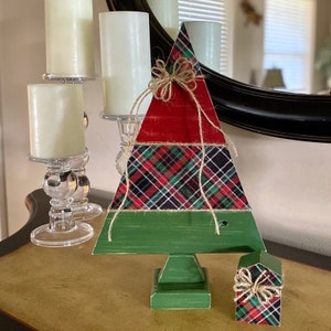 Rustic/Plaid Wood Christmas Tree, Farmhouse Christmas Tree, Wood Christmas Tree Decor, Christmas Tiered Tray Decor, Tabletop Christmas Tree