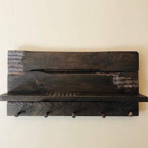 Rustic Coat Rack w/Shelf, Wall Mounted Coat Hanger, Entryway Coat Hooks w/Shelf, Rustic Wall Decor, Farmhouse Coat Rack, Reclaimed Wood
