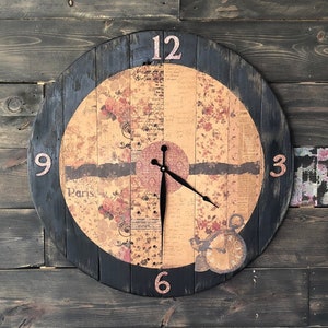24&quot; Reclaimed Wood Clock, Shabby Chic Wall Clock,