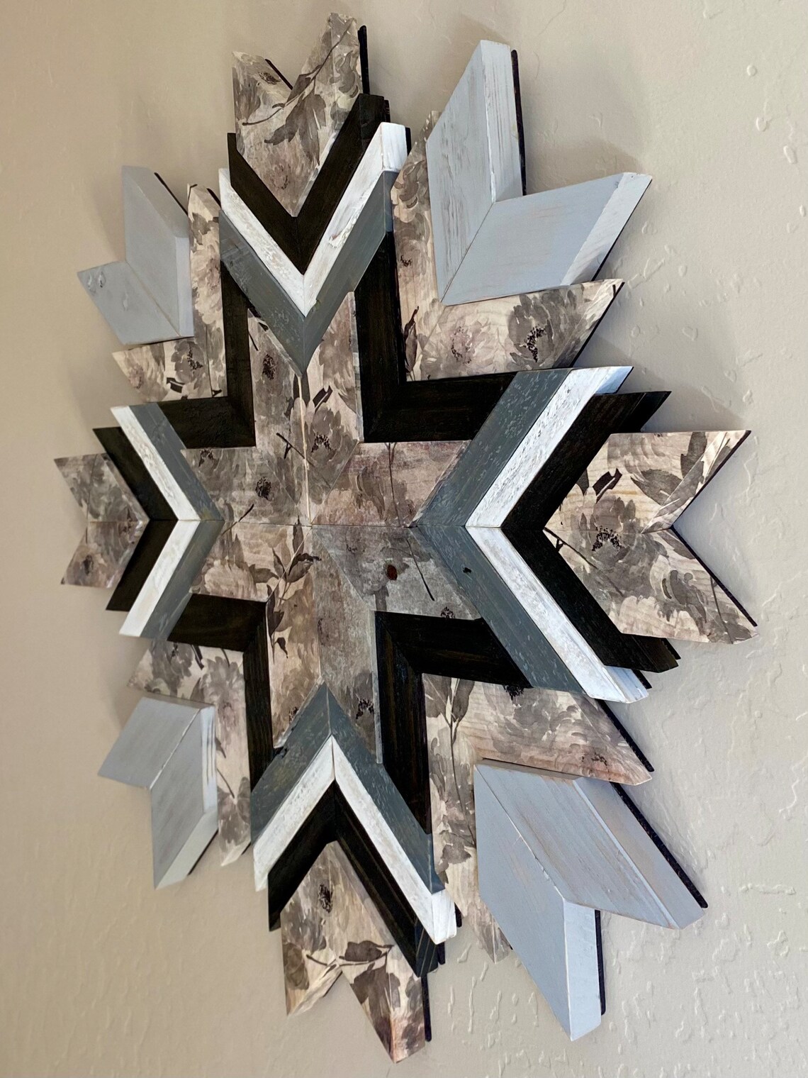 Picture of Reclaimed Geometric Wood Wall Art Wood Sunburst Wall Decor - Etsy