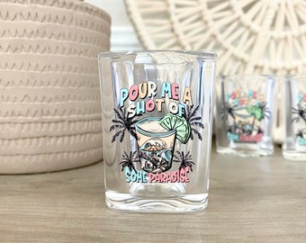 Summer Beach Skeleton Paraside Shot Glass, Bachelorette Shot Glass, Funny Summer Shot Glass, Summer Party Shot Glass, Make Waves Skeleton