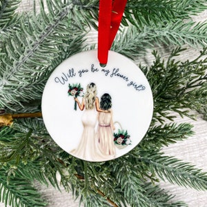 Bridesmaid Proposal Ornament, Will You Be My Bridesmaid Gift, Wedding Ornament, Personalized Bridal Party Proposal Ornament, Flower Girl image 3