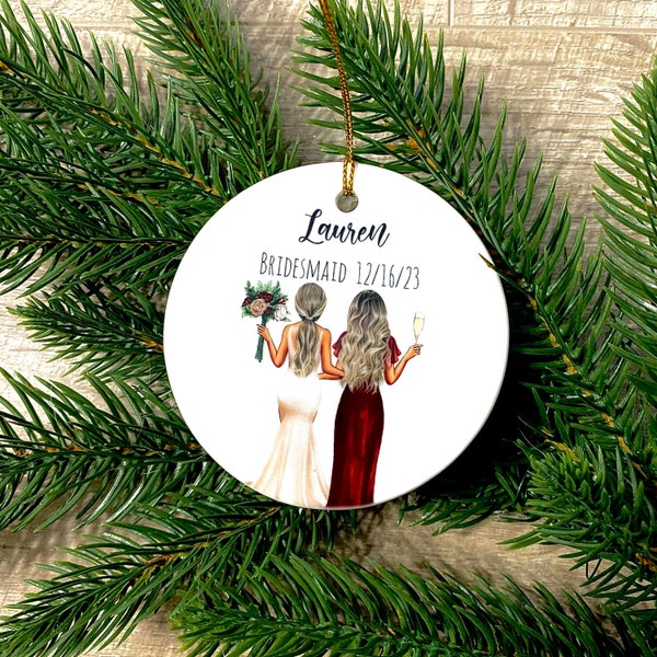 Personalized Bridesmaid Proposal Ornament, Will You Be My Bridesmaid Gift, Wedding Ornament, Personalized Bridal Party Proposal Ornament