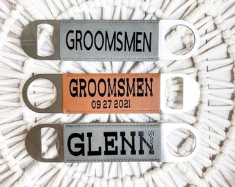 Personalized Leather Bottle Opener, Groomsmen Gift, Retirement Gift , Fathers Day Gift, Grandparent Gift, Bartender Gift, Housewarming Gift