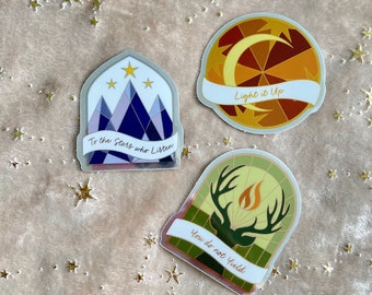 SJM Universe Quotes Metallic Stickers - Acotar, Throne of Glass, and Crescent City by Sarah J Maas, Officially Licensed