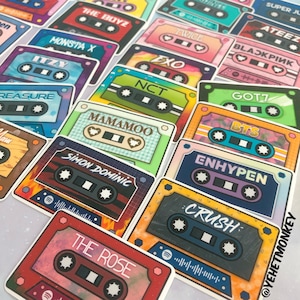 Adesivi per diario di cassette di gruppi Kpop con codice di scansione musicale (INDIVIDUALE) <exol, twice, atiny, moa, midzy, aroha, blink, ecc>