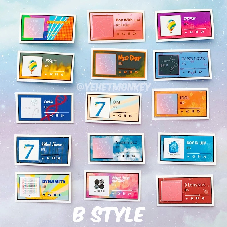 bts big hits individual songs kpop journal stickers etsy