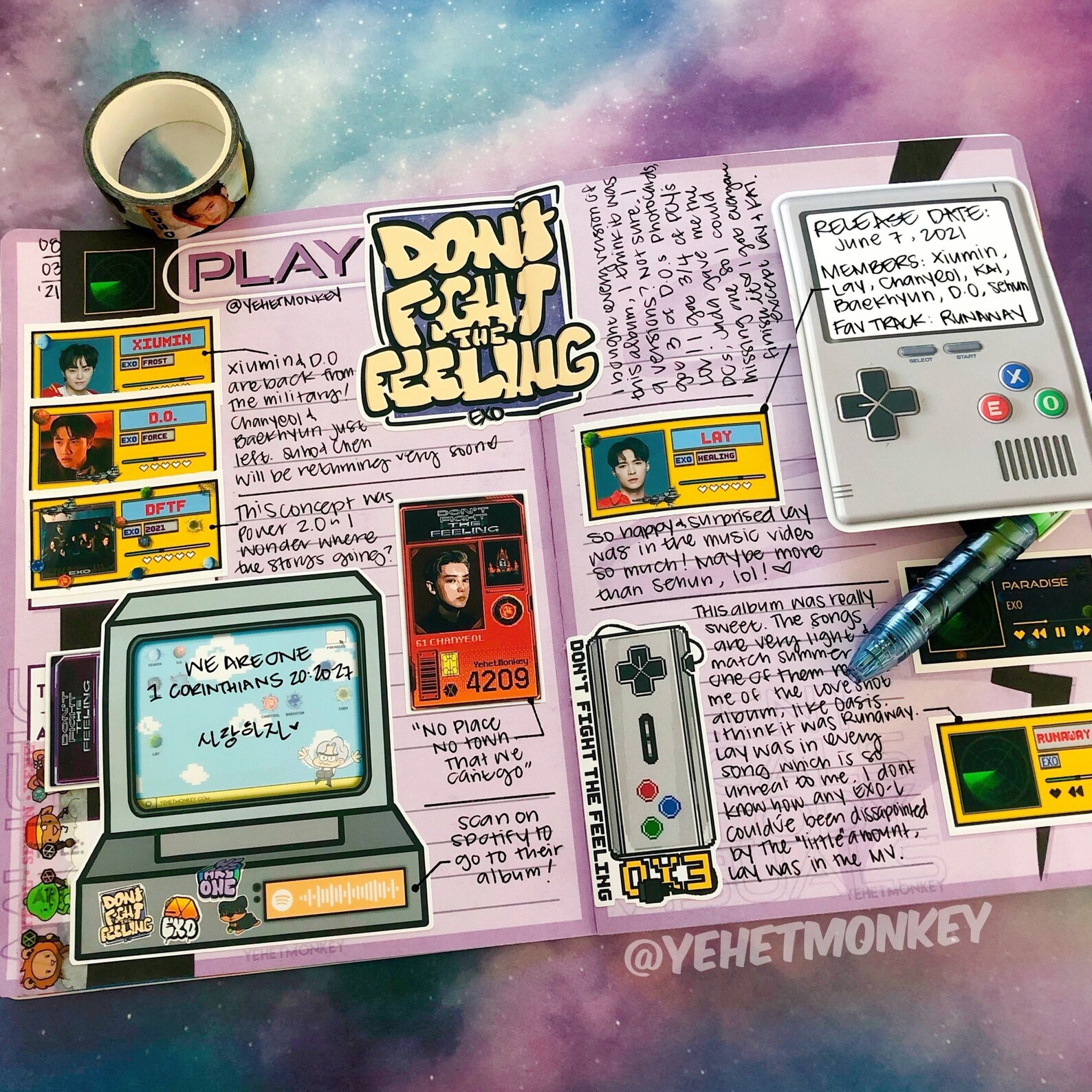 EXO Dont Fight The Feeling Album Kpop Journal Stickers | Etsy