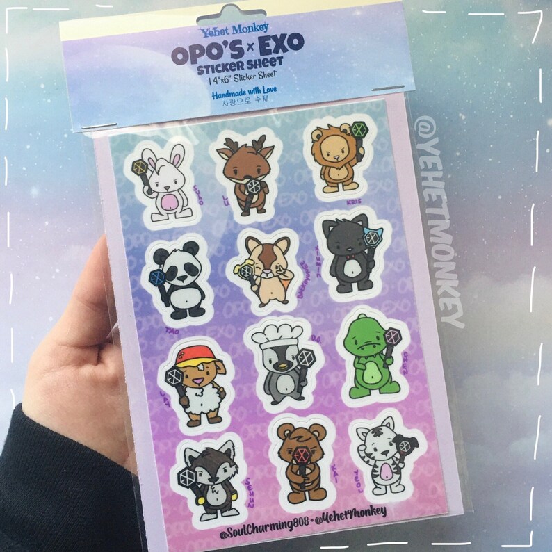 last exo ot12 x opos kpop stickers lightstick laptop etsy