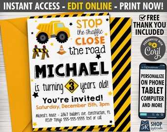 Construction Invites Etsy