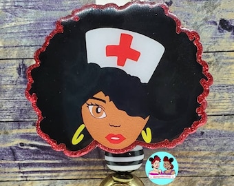 African American Badge Reel, Afro Queen Badge, Nurse Badge Reel, Doctor Badge Reel, Red Cross Badge Reel, RN Badge Reel, Great Gift Idea!!