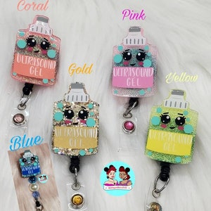 Ultrasound Gel Beaded Badge Reel or Magnet, Phone Grip, Ultrasound Tech badge reel, medical badge, Nurse badge reel, Retractable ID holder!