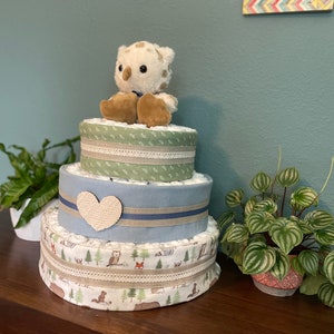Woodland Owl Diaper Cake- 3 Tier