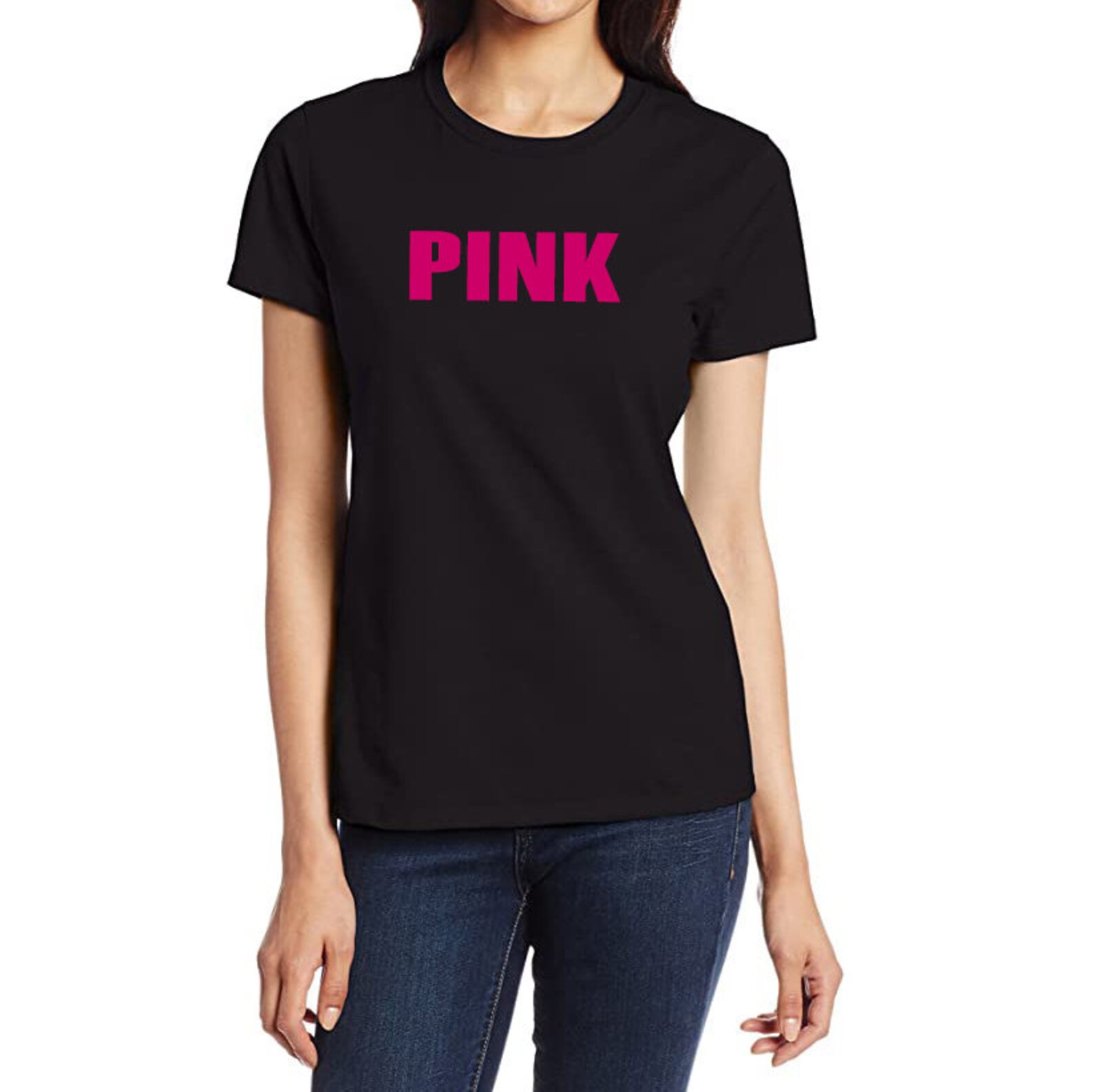 Hot Pink Womens Black Tee Shirt / Super Soft Cotton Etsy