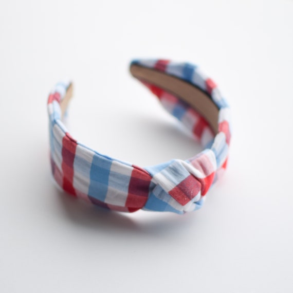 Red White and Blue Headband Black Seersucker Headband Etsy