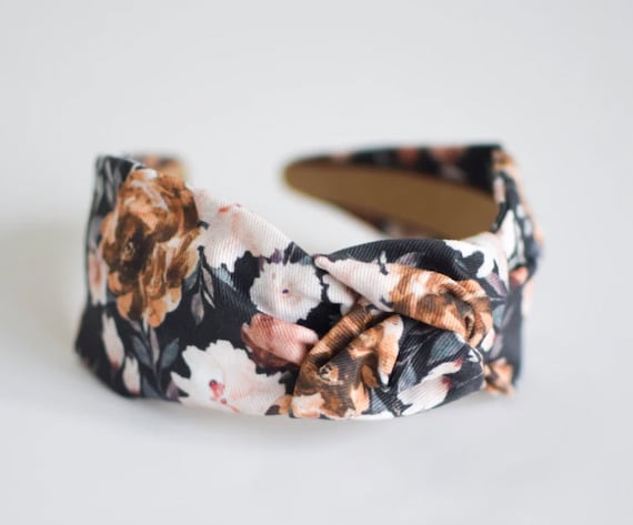 Floral Patterned Headbands - Black and Brown Boho Floral Headband – Hair Haven Accessories LLC main image 4
