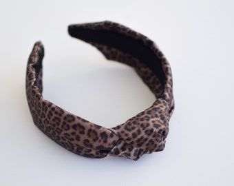 Cheetah Satin Knotted Headband, Knotted Headband, Women's Headband, Classic Headband, Gift, Cheetah, Leopard, Animal Print