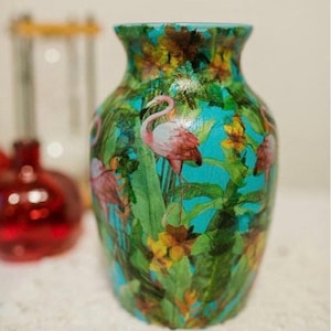 Handmade Decoupaged Vase, Decorative Vase, Vase for Flowers, Vase for Centerpieces, Vases Pod, Table Decor, Wedding Gifts, Christmas Gifts