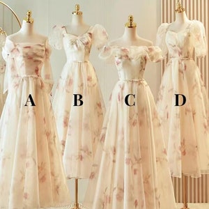 Pink Fairy Bridesmaid Dress Print Elegant Evening Party Dress