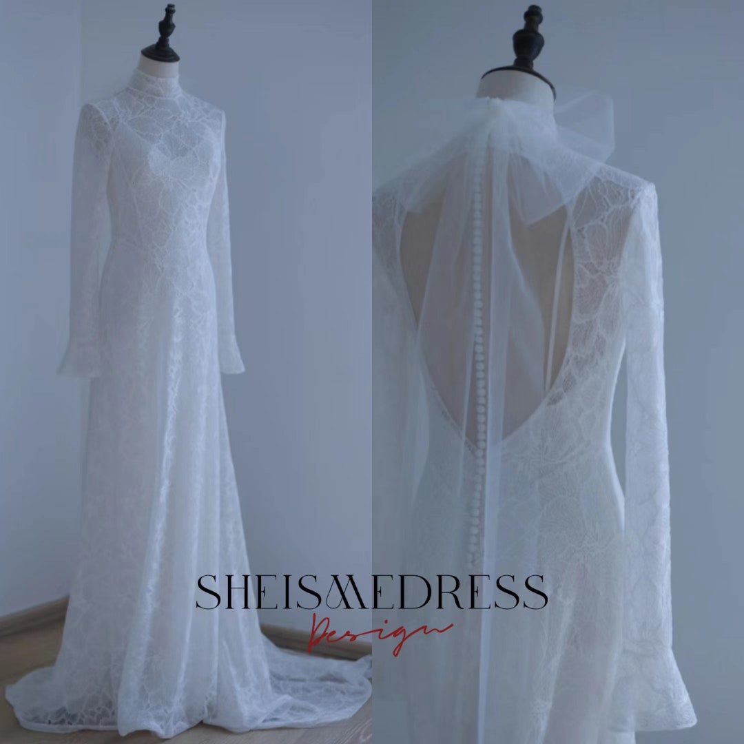 Lace Wedding Dress Long Sleeve Wedding Dress Wedding Gown - Etsy