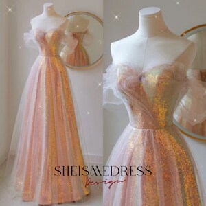 Fairy Prom Dress , Shiny Tulle Sequins Elegant Dress, Quinceanera Dress,  Wedding Dress Bridal, Party Dress, Evening Dress