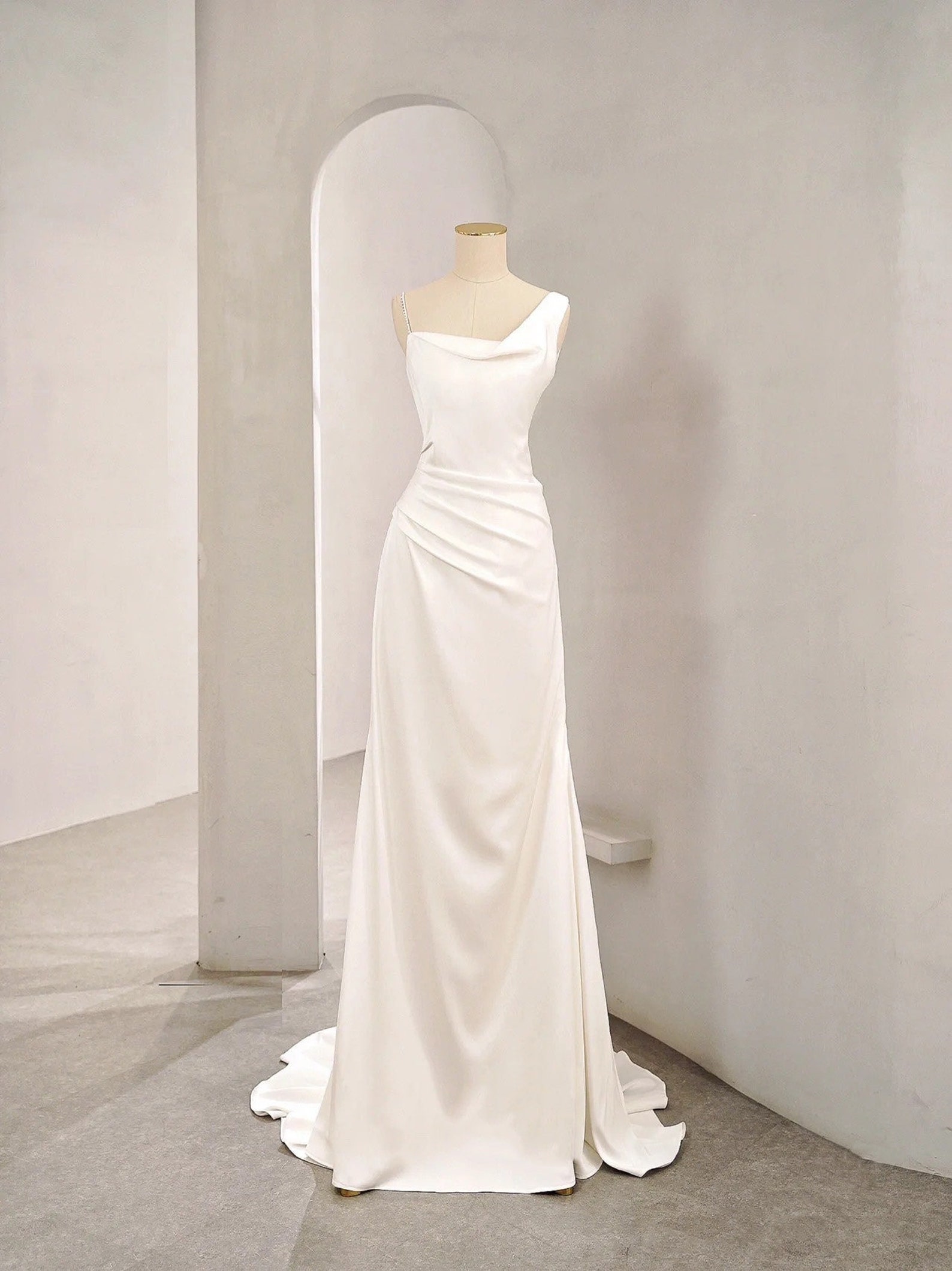 Elegant Open Back Simple Wedding Dress Side Slit Spaghetti - Etsy