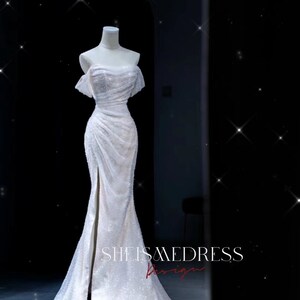 Custom Beaded Wedding Bridal Dress off the Shoulder A-line - Etsy
