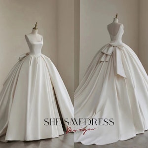 Newest Wedding Dress For Bride Ball Gown Satin Square Collar with Open-Back Custom Made Plus Size