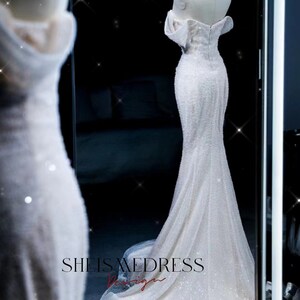 Custom Beaded Wedding Bridal Dress off the Shoulder A-line - Etsy