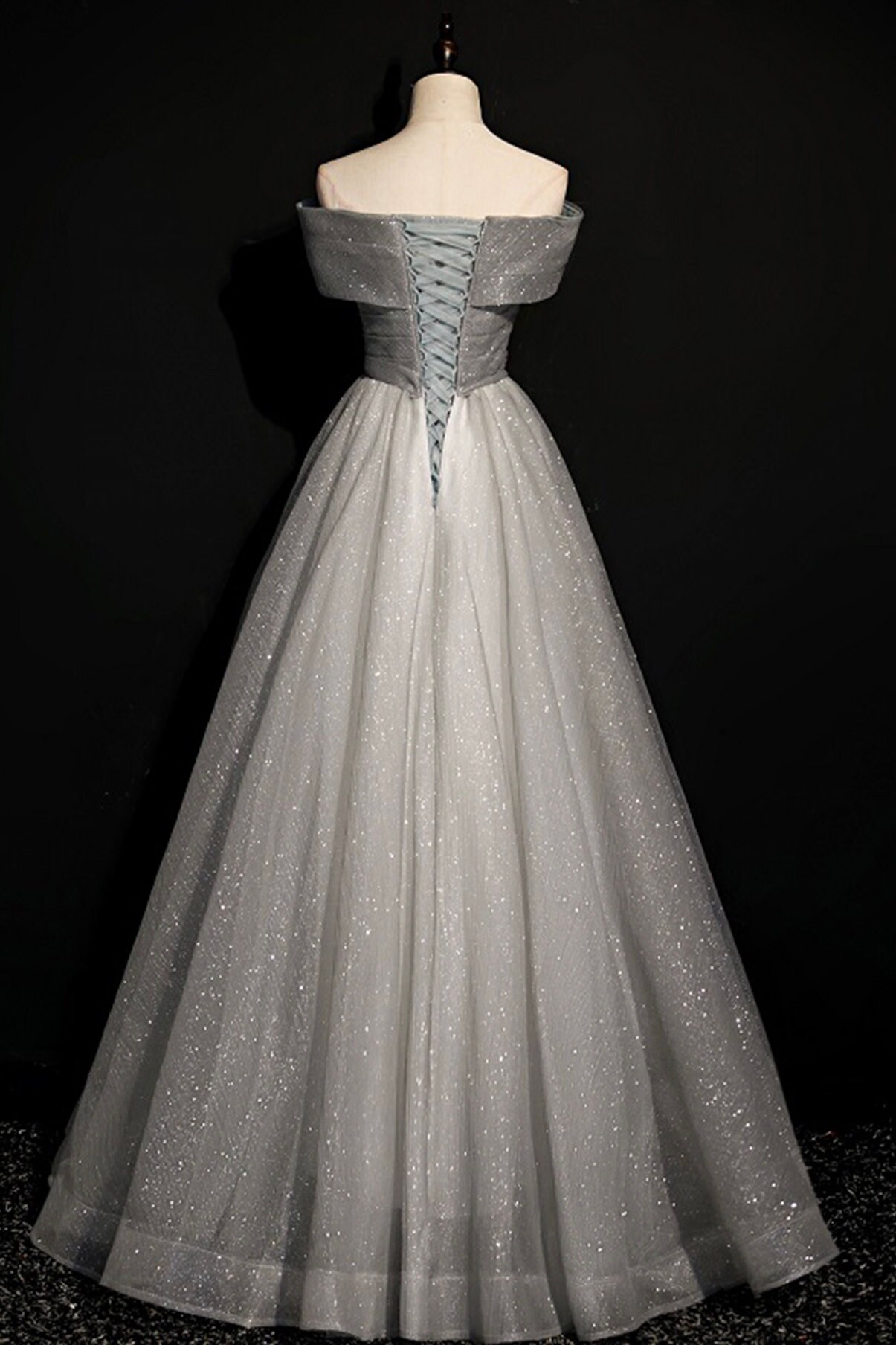 Off-shoulder Tulle Long A-line Prom Dress Evening Dress - Etsy