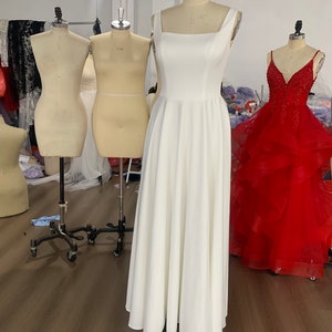 Simple Straps Wedding Dress Floor Length A-Line Open Back Bridal Dress
