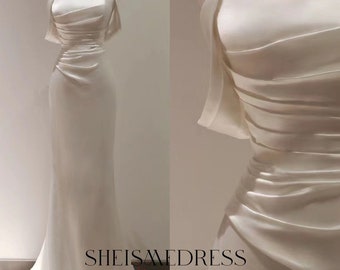 Satin Bandeau Midi Wedding Dress, Wedding Guest Satin Wedding Gwon, Satin Bodycon Dress For Special Occasions,Satin Corset Wedding Dress