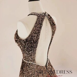 Shining Halter Mermaid Prom Dresses With Sequins    cg19420