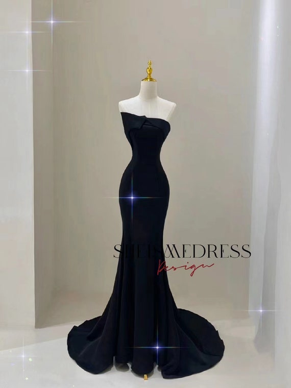 Luxury Evening Gown Black Ruffle Net – D&D Clothing
