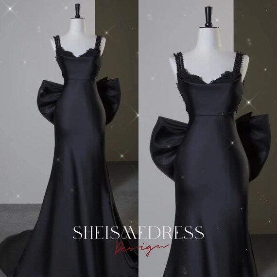 Buy Black Sweetheart Satin Simple Mermaid Prom Dresses ,elegant Black  Evening Dress , Long Evening Gowns Online in India - Etsy