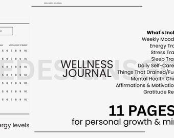 Wellness Tracker | Daily Self-Care, Gratitude & Sleep Log Journal | DIGITAL | PRINTABLE